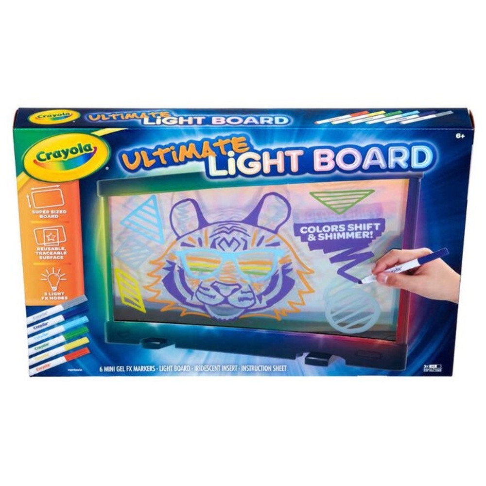 CRAYOLA ULTIMATE LIGHT BOARD W/6 MINI GEL MARKERS NEW